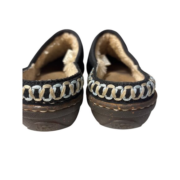 Ugg Black Suede Sheepskin Lined Clog Slippers Size 7 - Picture 4 of 7